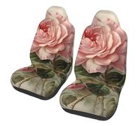 GDSHJKLW Car Front Seat Covers Set of 2, Elastic Breathable Car Front Seat Protector Soft Comfy Vehicle Seats Cushion Cover Vintage Pink Rose Car Accessories Universal for Most SUV Sedan Truck