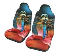 GDSHJKLW Car Front Seat Covers Set of 2, Elastic Breathable Car Front Seat Protector Soft Comfy Vehicle Seats Cushion Cover Dragonfly On The Flower Car Accessories Universal for Most SUV Sedan Truck