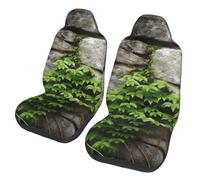 GDSHJKLW Car Front Seat Covers Set of 2, Elastic Breathable Car Front Seat Protector Soft Comfy Vehicle Seats Cushion Cover Plant On Stone Wall Car Accessories Universal for Most SUV Sedan Truck