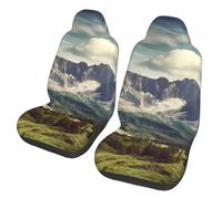 GDSHJKLW Car Front Seat Covers Set of 2, Elastic Breathable Car Front Seat Protector Soft Comfy Vehicle Seats Cushion Cover Mountains Scenery Car Accessories Universal for Most SUV Sedan Truck