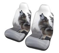 GDSHJKLW Car Front Seat Covers Set of 2, Elastic Breathable Car Front Seat Protector Soft Comfy Vehicle Seats Cushion Cover Howling Wolf Car Accessories Universal for Most SUV Sedan Truck