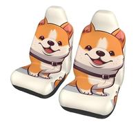 GDSHJKLW Car Front Seat Covers Set of 2, Elastic Breathable Car Front Seat Protector Soft Comfy Vehicle Seats Cushion Cover Cute Shiba Inu Dog Car Accessories Universal for Most SUV Sedan Truck