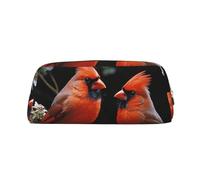 GDSHJKLW Cardinals Birds Fauna Wild Leather Pencil Case Large Capacity Pen Pouch,Zipper Makeup Bag For Women Men Travel Toiletry Bags Waterproof Cosmetic Bag Wide-Open Coin Pouch Purse