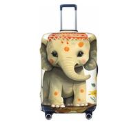 GDSHJKLW Cartoon ElephantTravel Luggage Cover Suitcase Protector Washable Elastic Suitcase Cover Anti-Scratch Luggage Protector Travel Suitcase Baggage Cover Fits 18-32 Inch Suitcase, Black, L