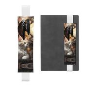 GDSHJKLW Cat Kiss Elastic Band Pen Holder Detachable Pu Leather Pen Sleeve Pouch Journal Pencil Holder Pencil Case Office Supplies Gift For Hardcover Journals Notebooks Planners