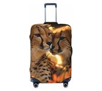 GDSHJKLW Cheetah Love Travel Luggage Cover Suitcase Protector Washable Elastic Suitcase Cover Anti-Scratch Luggage Protector Travel Suitcase Baggage Cover Fits 18-32 Inch Suitcase, Black, S
