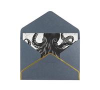 GDSHJKLW Classic Black Octopus Greeting Card with Black Envelopes, 4x6 Thinking of You Cards Happy Birthday Wedding Invitation Blank Note Card for All Occasions