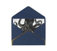 GDSHJKLW Classic Black Octopus Greeting Card with Blue Envelopes, 4x6 Thinking of You Cards Happy Birthday Wedding Invitation Blank Note Card for All Occasions