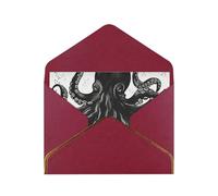 GDSHJKLW Classic Black Octopus Greeting Card with Dark Red Envelopes, 4x6 Thinking of You Cards Happy Birthday Wedding Invitation Blank Note Card for All Occasions