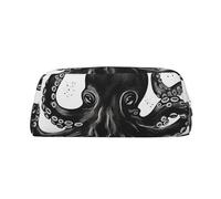 GDSHJKLW Classic Black Octopus Leather Pencil Case Large Capacity Pen Pouch,Zipper Makeup Bag For Women Men Travel Toiletry Bags Waterproof Cosmetic Bag Wide-Open Coin Pouch Purse