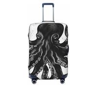 GDSHJKLW Classic Black Octopus Travel Luggage Cover Suitcase Protector Washable Elastic Suitcase Cover Travel Suitcase Baggage Cover Fits 18-32 Inch Suitcase, Black, M
