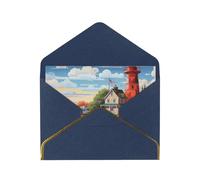 GDSHJKLW Coastal Lighthouse Greeting Card with Blue Envelopes, 4x6 Thinking of You Cards Happy Birthday Wedding Invitation Blank Note Card for All Occasions