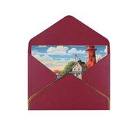 GDSHJKLW Coastal Lighthouse Greeting Card with Dark Red Envelopes, 4x6 Thinking of You Cards Happy Birthday Wedding Invitation Blank Note Card for All Occasions
