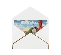 GDSHJKLW Coastal Lighthouse Greeting Card with White Envelopes, 4x6 Thinking of You Cards Happy Birthday Wedding Invitation Blank Note Card for All Occasions