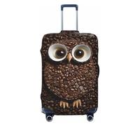 GDSHJKLW Coffee Bean Owl Travel Luggage Cover Suitcase Protector Washable Elastic Suitcase Cover Travel Suitcase Baggage Cover Fits 18-32 Inch Suitcase, Black, M