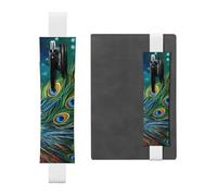 GDSHJKLW Colored Peacock Elastic Band Pen Holder Detachable Pu Leather Pen Sleeve Pouch Journal Pencil Holder Pencil Case Office Supplies Gift For Hardcover Journals Notebooks Planners