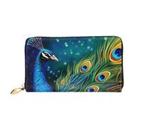 GDSHJKLW Colored Peacock Women Wallets Leather Zip Around Clutch Purses Waterproof Credit Card Holder With Phone Holder Ladies Travel Coin Purse