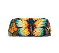 GDSHJKLW Colorful Butterfly Embroidery Paintings Leather Pencil Case Large Capacity Pen Pouch,Zipper Makeup Bag For Women Men Travel Toiletry Bags Waterproof Cosmetic Bag Wide-Open Coin Pouch Purse