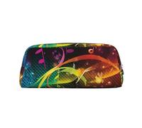 GDSHJKLW Colorful Music Notes Leather Pencil Case Large Capacity Pen Pouch,Zipper Makeup Bag For Women Men Travel Toiletry Bags Waterproof Cosmetic Bag Wide-Open Coin Pouch Purse, Silver, One Size
