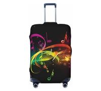GDSHJKLW Colorful Music Notes Travel Luggage Cover Suitcase Protector Washable Elastic Suitcase Cover Travel Suitcase Baggage Cover Fits 18-32 Inch Suitcase, Black, L