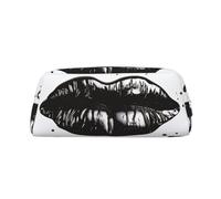GDSHJKLW Cool Black Lipstick Lips Leather Pencil Case Large Capacity Pen Pouch,Zipper Makeup Bag For Women Men Travel Toiletry Bags Waterproof Cosmetic Bag Wide-Open Coin Pouch Purse