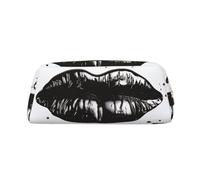 GDSHJKLW Cool Black Lipstick Lips Leather Pencil Case Large Capacity Pen Pouch,Zipper Makeup Bag For Women Men Travel Toiletry Bags Waterproof Cosmetic Bag Wide-Open Coin Pouch Purse