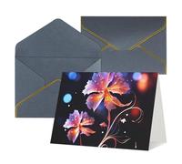 GDSHJKLW Cool Decorative FLowers Greeting Card with Black Envelopes, 4x6 Thinking of You Cards Happy Birthday Wedding Invitation Blank Note Card for All Occasions