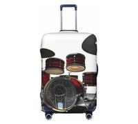 GDSHJKLW Cool Drum Set Travel Luggage Cover Suitcase Protector Washable Elastic Suitcase Cover Anti-Scratch Luggage Protector Travel Suitcase Baggage Cover Fits 18-32 Inch Suitcase, Black, L