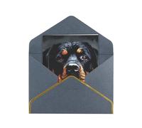 GDSHJKLW Cool Rottweiler Dog Art Greeting Card with Black Envelopes, 4x6 Thinking of You Cards Happy Birthday Wedding Invitation Blank Note Card for All Occasions
