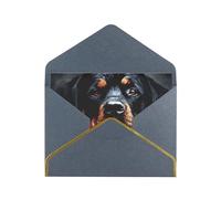 GDSHJKLW Cool Rottweiler Dog Art Greeting Card with Black Envelopes, 4x6 Thinking of You Cards Happy Birthday Wedding Invitation Blank Note Card for All Occasions