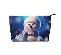 GDSHJKLW Corduroy Makeup Bag Cosmetic Bag For Women Girls,Large Capacity Portable Toiletry Pounch With Zipper, Merry Christmas Snowman Aesthetic Women Handbags Purses Travel Make Up Organizer