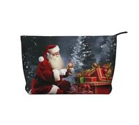 GDSHJKLW Corduroy Makeup Bag Cosmetic Bag For Women Girls,Large Capacity Portable Toiletry Pounch With Zipper, Merry Christmas Santa'S Gift Aesthetic Women Handbags Purses Travel Make Up Organizer