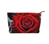 GDSHJKLW Corduroy Makeup Bag Cosmetic Bag For Women Girls,Large Capacity Portable Toiletry Pounch With Zipper, Black White And Red Roses Aesthetic Women Handbags Purses Travel Make Up Organizer