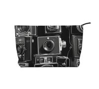 GDSHJKLW Corduroy Makeup Bag Cosmetic Bag For Women Girls,Large Capacity Portable Toiletry Pounch With Zipper, Retro Cool Camera Collection Aesthetic Women Handbags Purses Travel Make Up Organizer