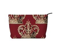 GDSHJKLW Corduroy Makeup Bag Cosmetic Bag For Women Girls,Large Capacity Portable Toiletry Pounch With Zipper, Red Crown Aesthetic Women Handbags Purses Travel Make Up Organizer