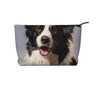 GDSHJKLW Corduroy Makeup Bag Cosmetic Bag For Women Girls,Large Capacity Portable Toiletry Pounch With Zipper, Border Collie Aesthetic Women Handbags Purses Travel Make Up Organizer