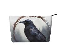 GDSHJKLW Corduroy Makeup Bag Cosmetic Bag For Women Girls,Large Capacity Portable Toiletry Pounch With Zipper, Black Crow Aesthetic Women Handbags Purses Travel Make Up Organizer