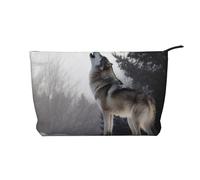 GDSHJKLW Corduroy Makeup Bag Cosmetic Bag For Women Girls,Large Capacity Portable Toiletry Pounch With Zipper, Howling Wolf Aesthetic Women Handbags Purses Travel Make Up Organizer