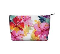 GDSHJKLW Corduroy Makeup Bag Cosmetic Bag For Women Girls,Large Capacity Portable Toiletry Pounch With Zipper, Hawaiian Flower Print Aesthetic Women Handbags Purses Travel Make Up Organizer