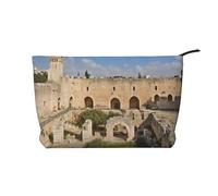 GDSHJKLW Corduroy Makeup Bag Cosmetic Bag For Women Girls,Large Capacity Portable Toiletry Pounch With Zipper, Israel At The Tower Of David Aesthetic Women Handbags Purses Travel Make Up Organizer