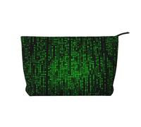 GDSHJKLW Corduroy Makeup Bag Cosmetic Bag For Women Girls,Large Capacity Portable Toiletry Pounch With Zipper, Green Number Binary Aesthetic Women Handbags Purses Travel Make Up Organizer