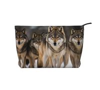 GDSHJKLW Corduroy Makeup Bag Cosmetic Bag For Women Girls,Large Capacity Portable Toiletry Pounch With Zipper, Pack Of Wolves Aesthetic Women Handbags Purses Travel Make Up Organizer