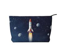 GDSHJKLW Corduroy Makeup Bag Cosmetic Bag For Women Girls,Large Capacity Portable Toiletry Pounch With Zipper, Rocket In Space Aesthetic Women Handbags Purses Travel Make Up Organizer