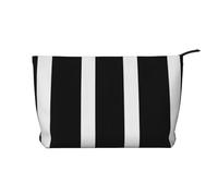 GDSHJKLW Corduroy Makeup Bag Cosmetic Bag For Women Girls,Large Capacity Portable Toiletry Pounch With Zipper, Stripes Black White Aesthetic Women Handbags Purses Travel Make Up Organizer