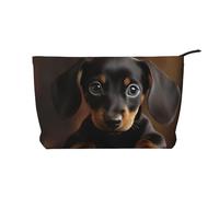 GDSHJKLW Corduroy Makeup Bag Cosmetic Bag For Women Girls,Large Capacity Portable Toiletry Pounch With Zipper, Dog Dachshund Aesthetic Women Handbags Purses Travel Make Up Organizer