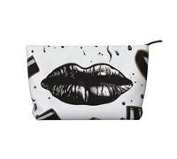 GDSHJKLW Corduroy Makeup Bag Cosmetic Bag For Women Girls,Large Capacity Portable Toiletry Pounch With Zipper, Cool Black Lipstick Lips Aesthetic Women Handbags Purses Travel Make Up Organizer