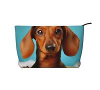 GDSHJKLW Corduroy Makeup Bag Cosmetic Bag For Women Girls,Large Capacity Portable Toiletry Pounch With Zipper, Dachshund Dog Aesthetic Women Handbags Purses Travel Make Up Organizer