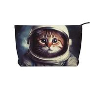 GDSHJKLW Corduroy Makeup Bag Cosmetic Bag For Women Girls,Large Capacity Portable Toiletry Pounch With Zipper, Animal Cat Astronaut Aesthetic Women Handbags Purses Travel Make Up Organizer