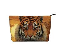 GDSHJKLW Corduroy Makeup Bag Cosmetic Bag For Women Girls,Large Capacity Portable Toiletry Pounch With Zipper, Rising Sun Tiger Aesthetic Women Handbags Purses Travel Make Up Organizer