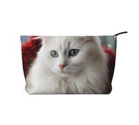 GDSHJKLW Corduroy Makeup Bag Cosmetic Bag For Women Girls,Large Capacity Portable Toiletry Pounch With Zipper, Cute White Cat Aesthetic Women Handbags Purses Travel Make Up Organizer